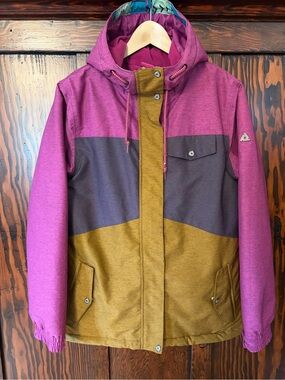 Aperture Pink, Gray & Mustard Colorblock Women’s Snowboarding Jacket